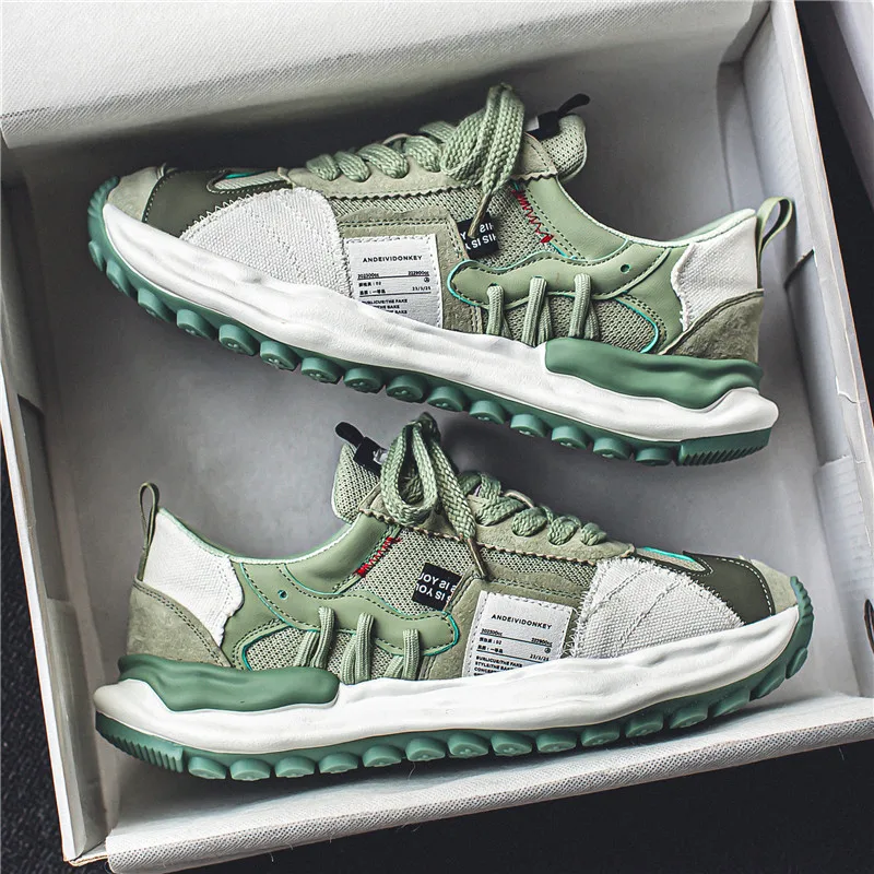 Brand Men Shoes Green Sneakers 2024 New Casual Shoes for Men Fashion Platform Design Running Sneakers Comfort Tenis Masculino