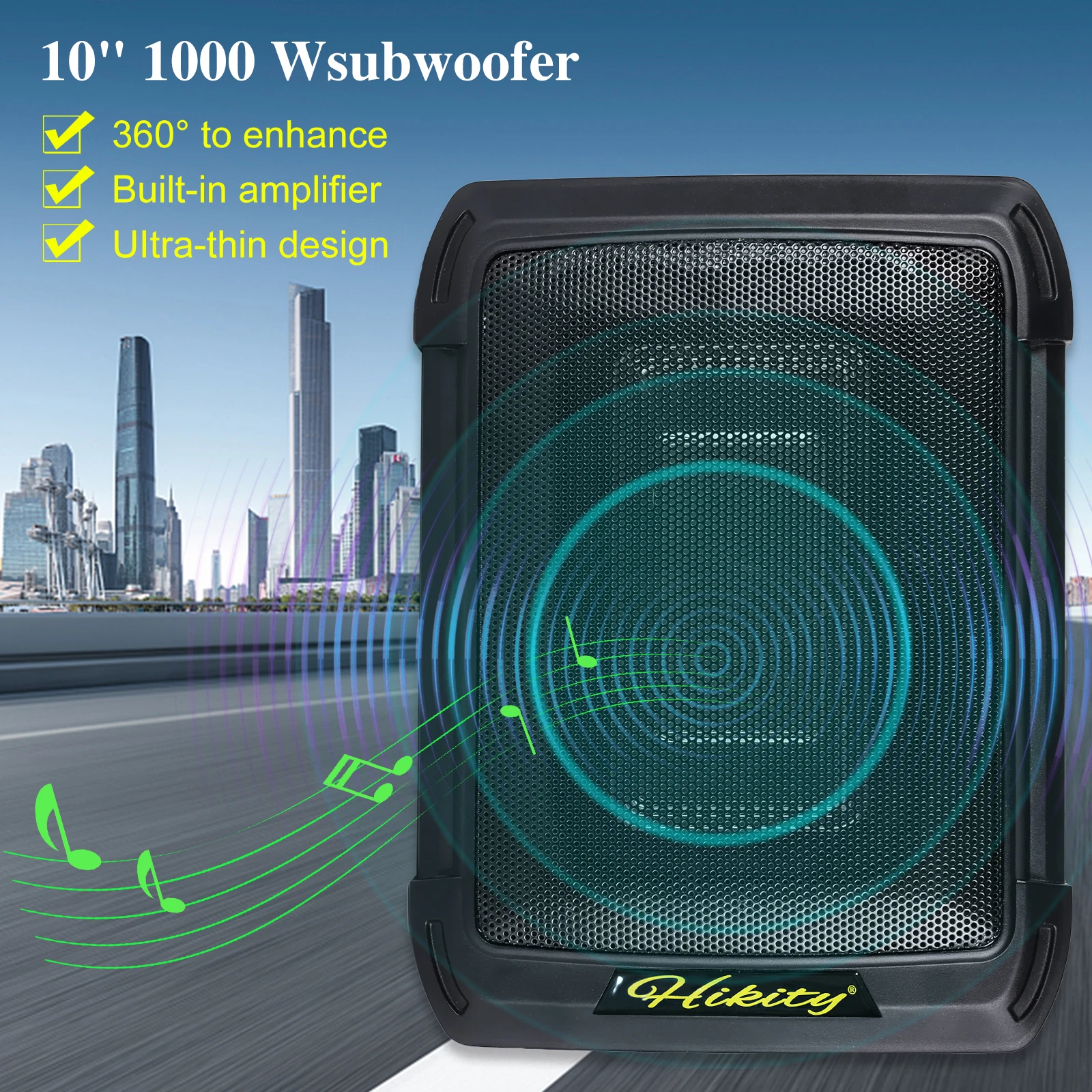 Podofo-AMPLIFICADOR automático de 1000W para coche, Subwoofer de Audio para vehículo de alta potencia, música pura baja, altavoces para debajo del asiento