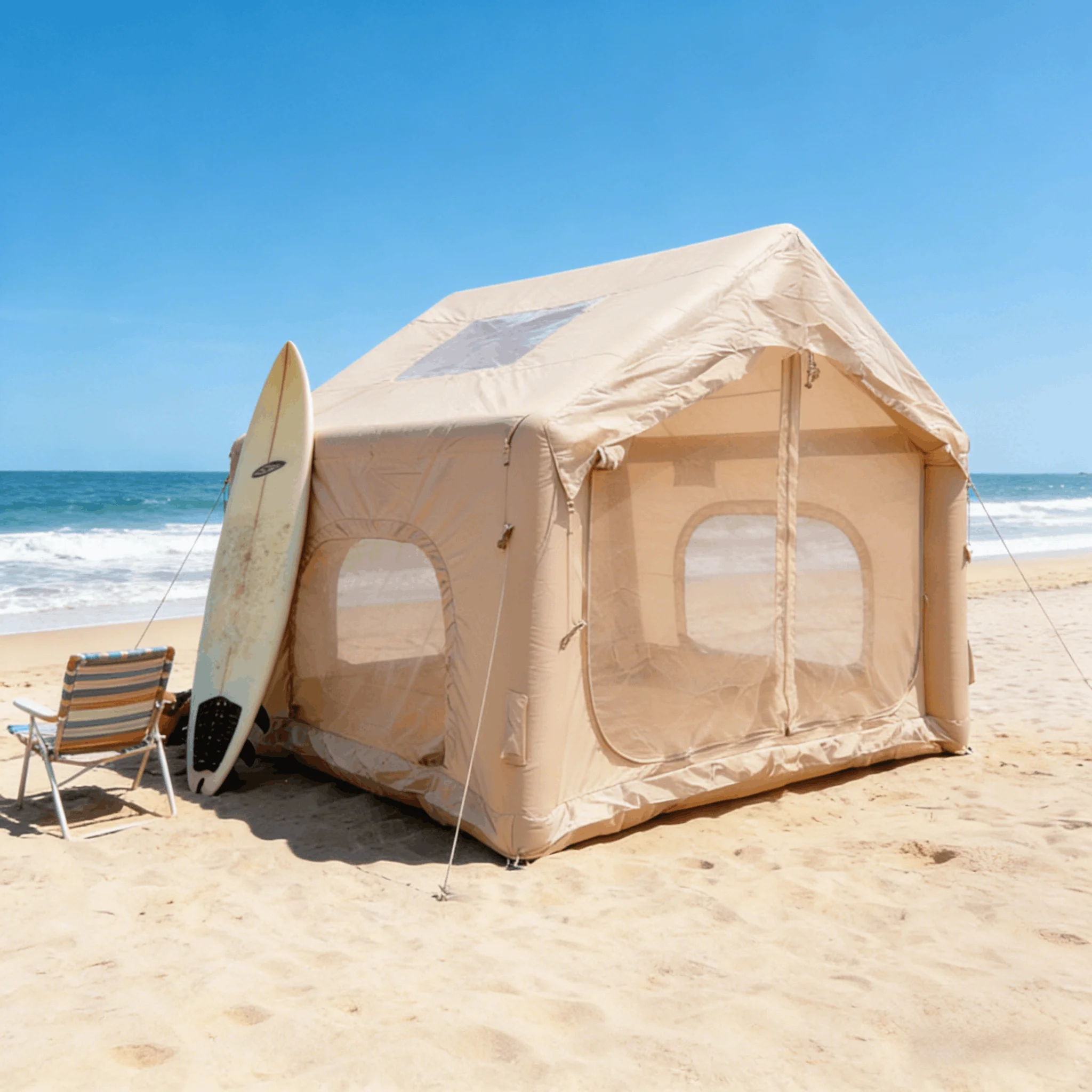 #￥Instant Inflatable Airbeam Cabin Seven SQM Glamping Lodge 210D Oxford Waterproof High Ceiling Family Outdoor Tent Wholesale