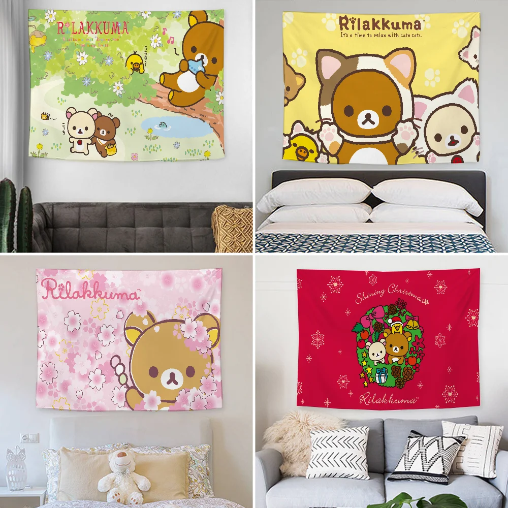 R-RilakkumaS  Tapestry Decoration party Background Hanging Cloth Bedroom Tapestry Room Decor Aesthetic