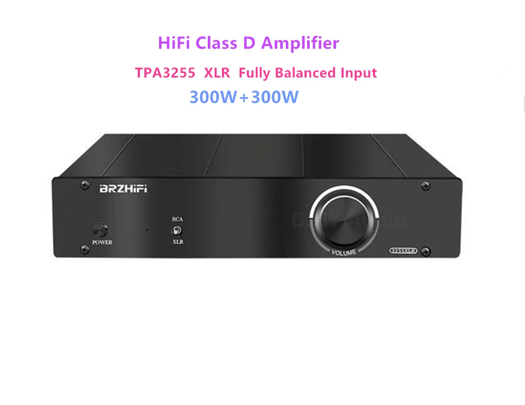 BRZHIFI TPA3255 High-power HiFi Class D Amplifier 300W+300W RCA and Fully Balanced Input