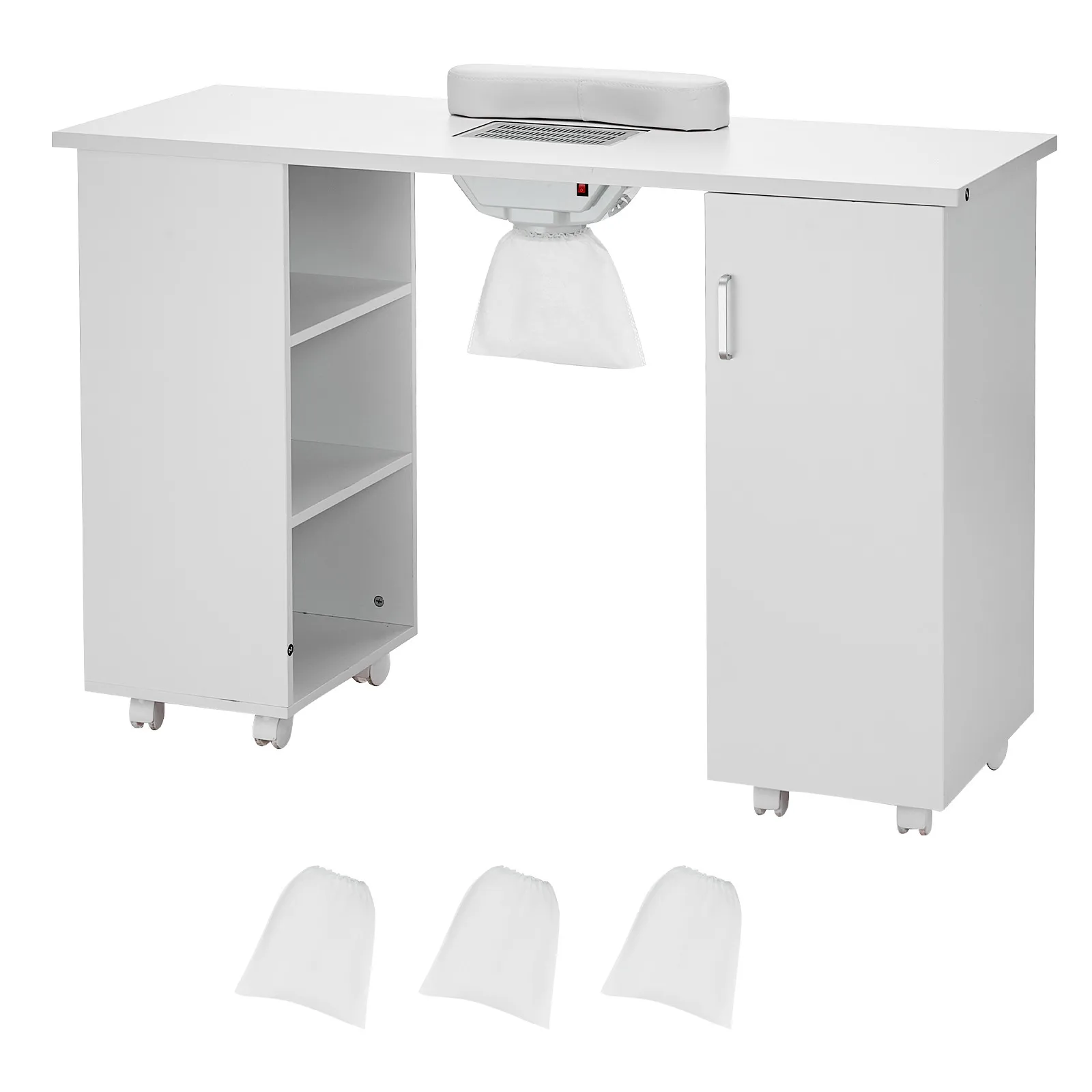 Manicure Table Nail Table Station with Electric Dust Collector 3 Dust Bags