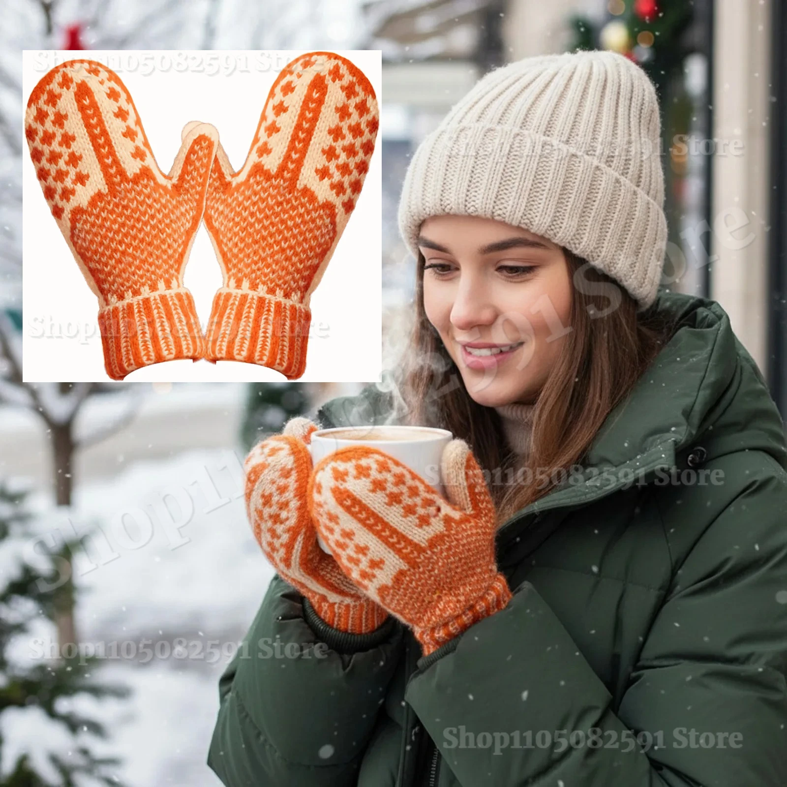 

New Knitted The Naughty List Mittens Hidden Middle Finger Winter Thermal Mittens for Ski Cycling Running Outdoor Activities