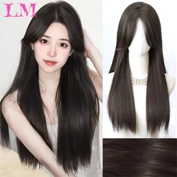 LM Red Wig Long Straight Wig for Woman Nature Synthetic Wigs for Cosplay Daily Use Heat Resistant headband wigs