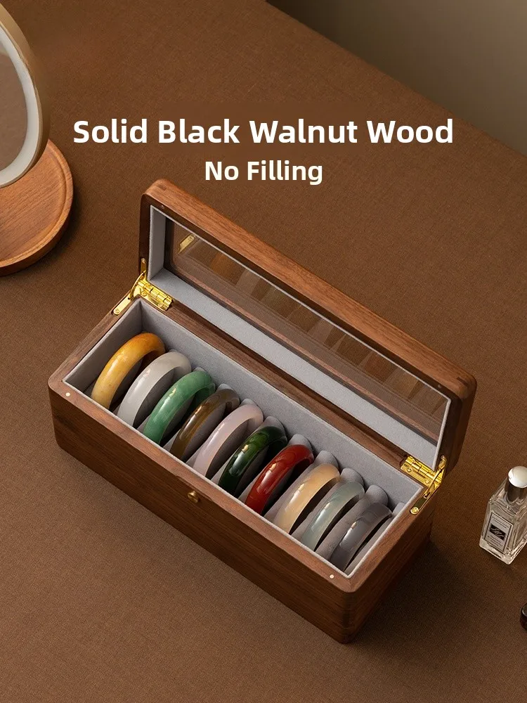 

Fanhuan Large Capaci Wood Bracelet Storage Box Bla Walnut And Turquoise Bracelet Organizer Handmade Vintage Sle