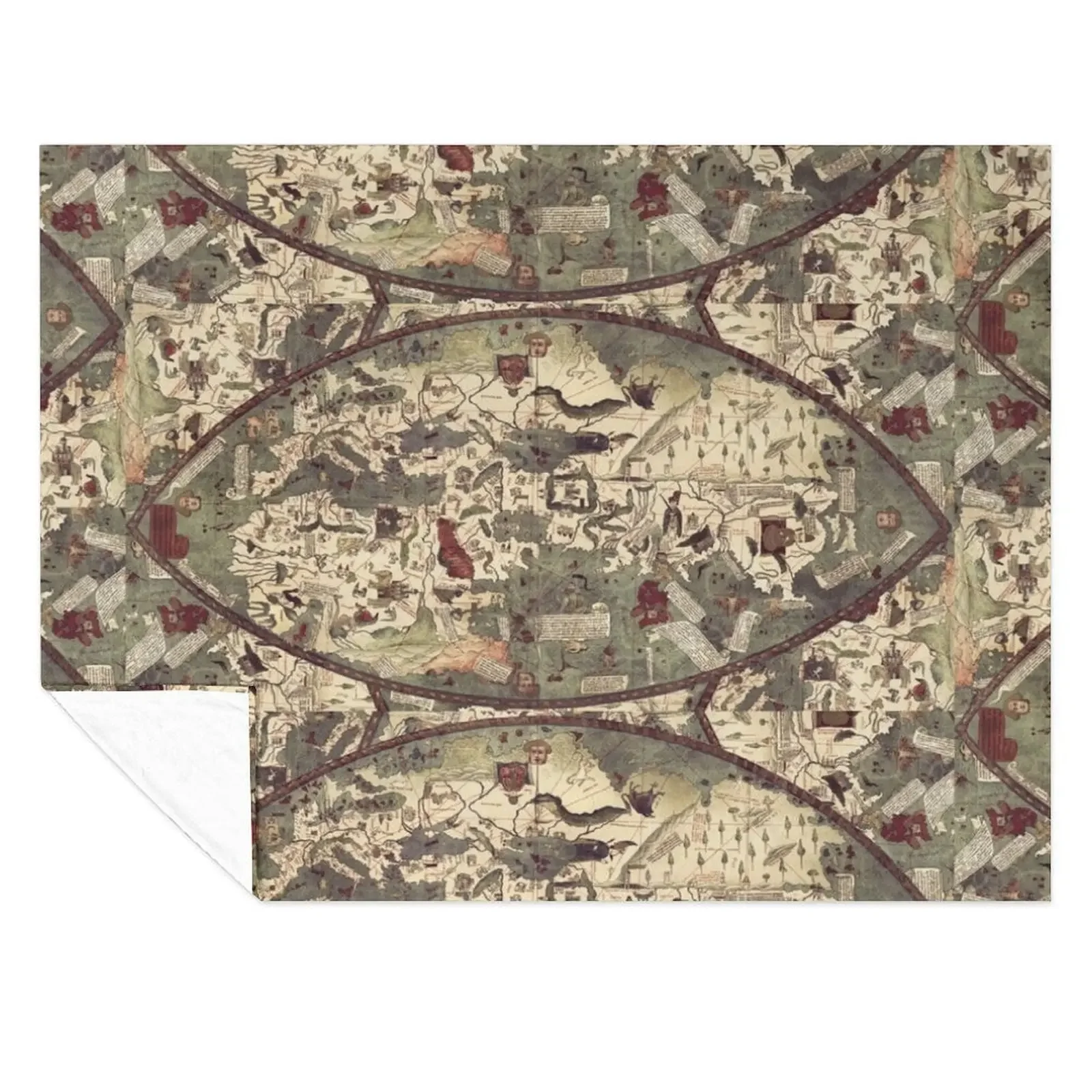 

Medieval Old Map Throw Blanket Hairys for babies Stuffeds Flannel Fabric Blankets