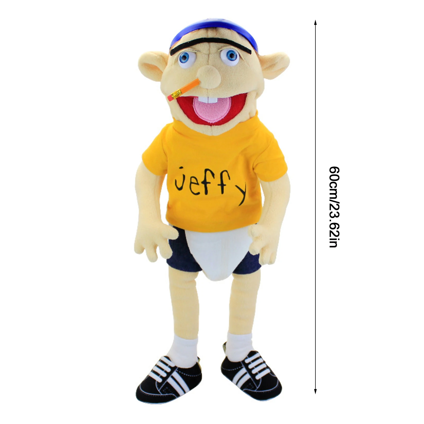 60cm Large Jeffy Boy Hand Puppet Plush Toys Removable Children Soft Doll Talk Show Party Props Puppet Stuffed Doll For Kids Gift