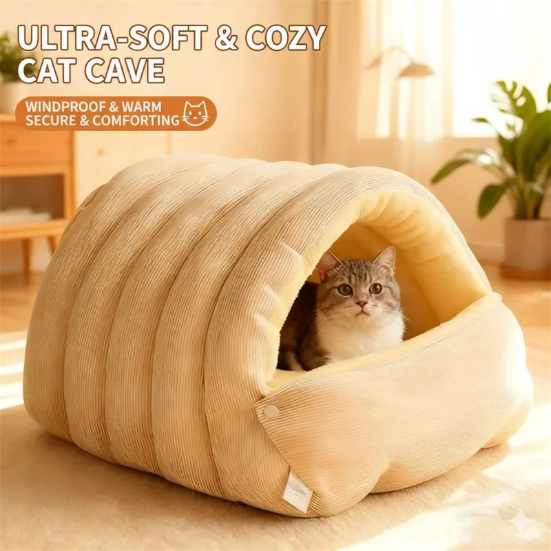 

Pet House Winter Warm Thickened Enclosed Pet Bed Large Washable Cozy Nest All-Season Safe Cave Design Comfortable Pet Bed New