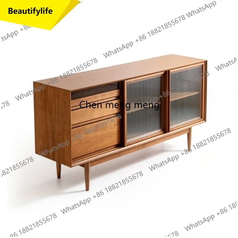 M45 Dining side cabinet French retro solid wood color matching living room locker storage bucket cabinet