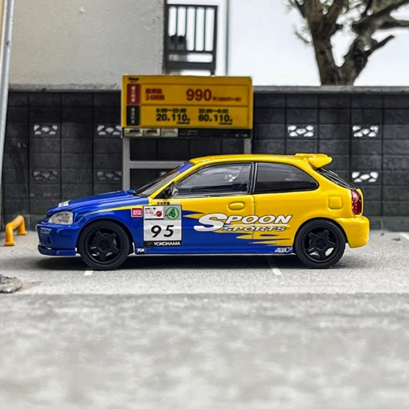 

MH масштаб 1:64 CIVIC TYPE-R EK9 модель автомобиля из сплава, статическая коллекция, украшенные праздничные подарки, игрушки