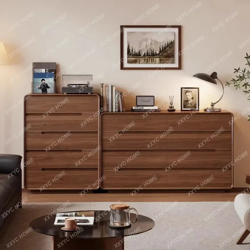 XXSolid Wood Bedroom Storage Bedside Living Room Drawer Large Capacity Storage Cabinet