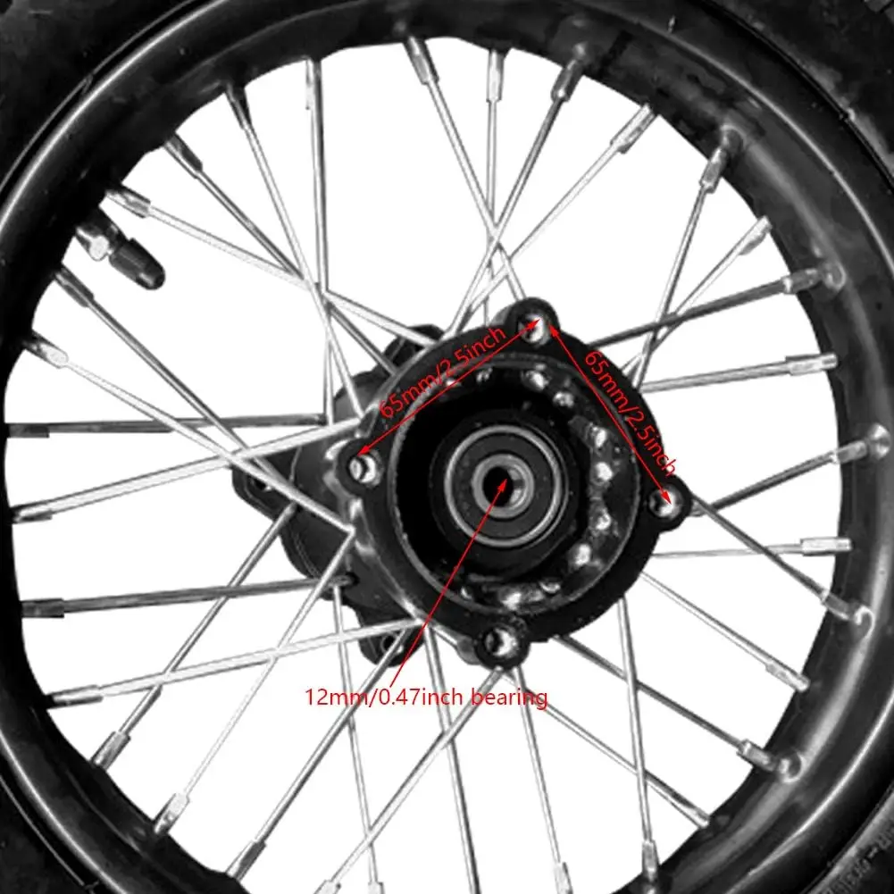 Aro da roda do pneu traseiro de 80/100-12 polegadas com freio a disco e rolamentos de 12 mm para bicicleta suja