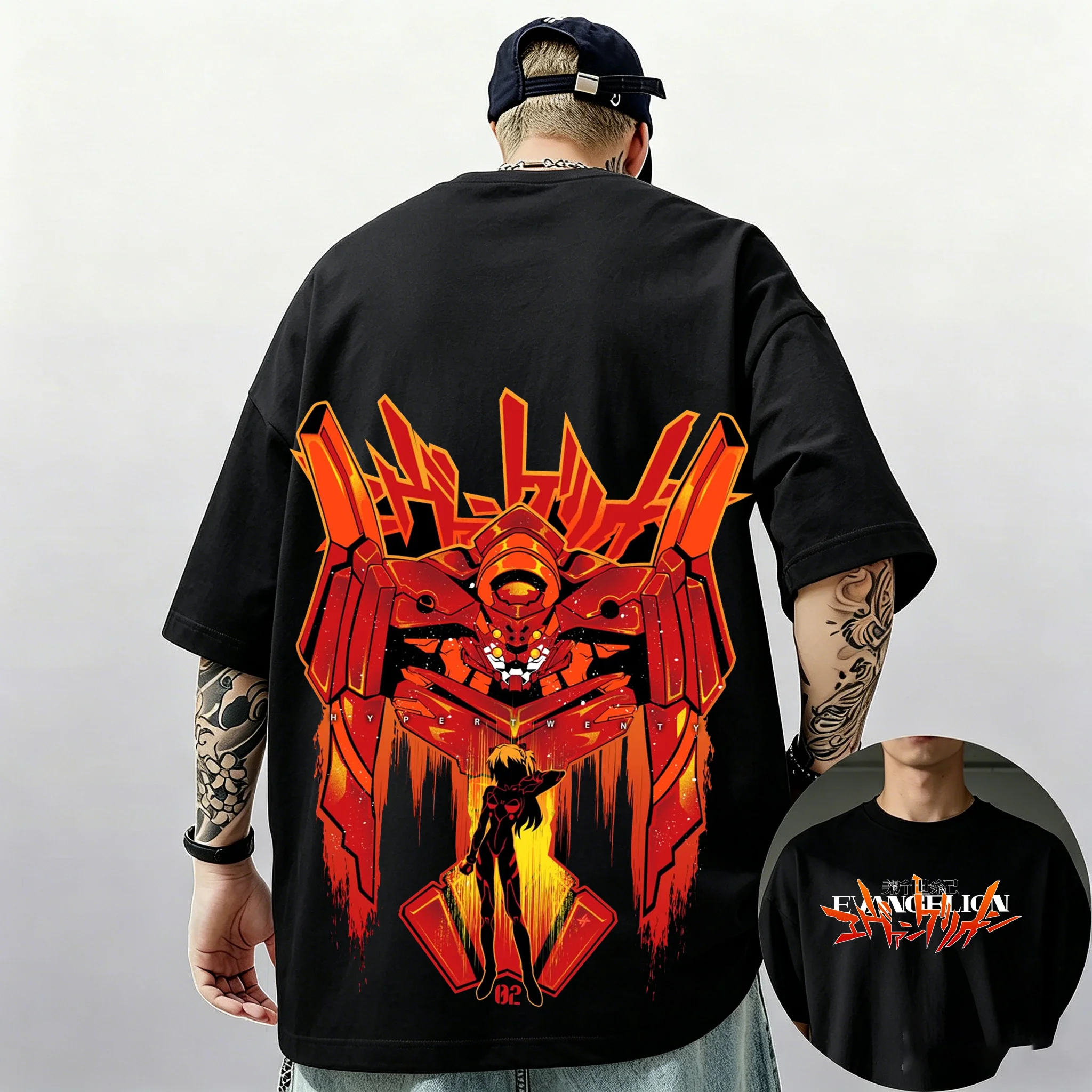 

2026 Summer New Arrival: Evangelion Pattern Street Style Print Short-Sleeve T-Shirt, Y2K Style, Suitable for Both Men and Women