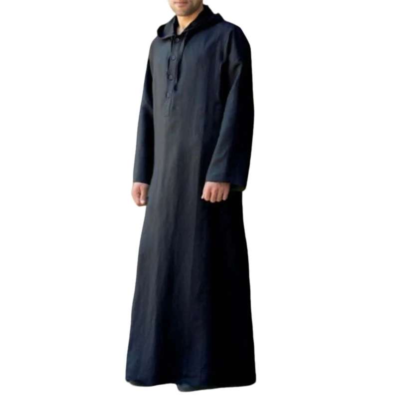 

DXAE Hoodeded Design Men's Robe with Attached Hooded Long Sleeve Thobe During Camping and Social Occasion