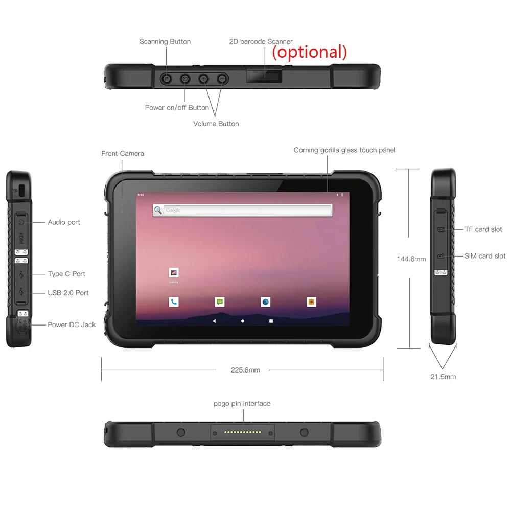 Kcosit G86X Rugged Vehicle-Mounted Tablets PC IP67 Waterproof Android 12.0 GMS 8 inch MT6789 8GB RAM +128GB ROM GPS 4G LTE RJ45