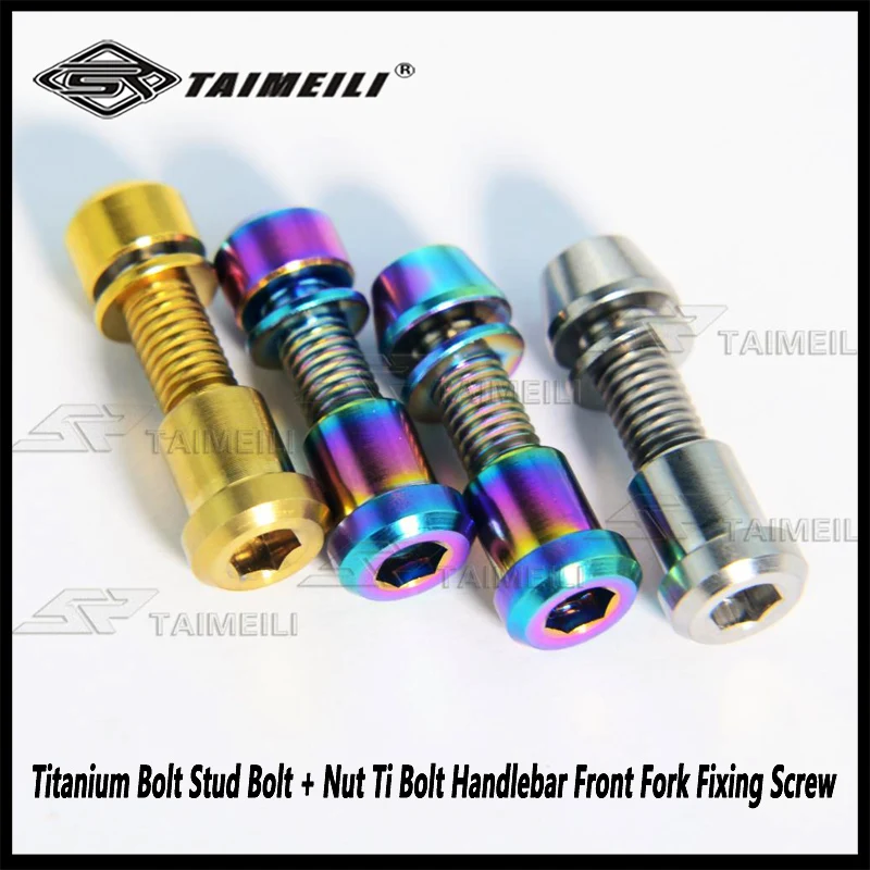TAIMEILI Titan-Bolzen + Mutter Ti-Bolzen Lenker-Vordergabel-Befestigungsschraube 2 Stück für 3T Carbonfaser M5X16/18mm/20mm – Detail 2