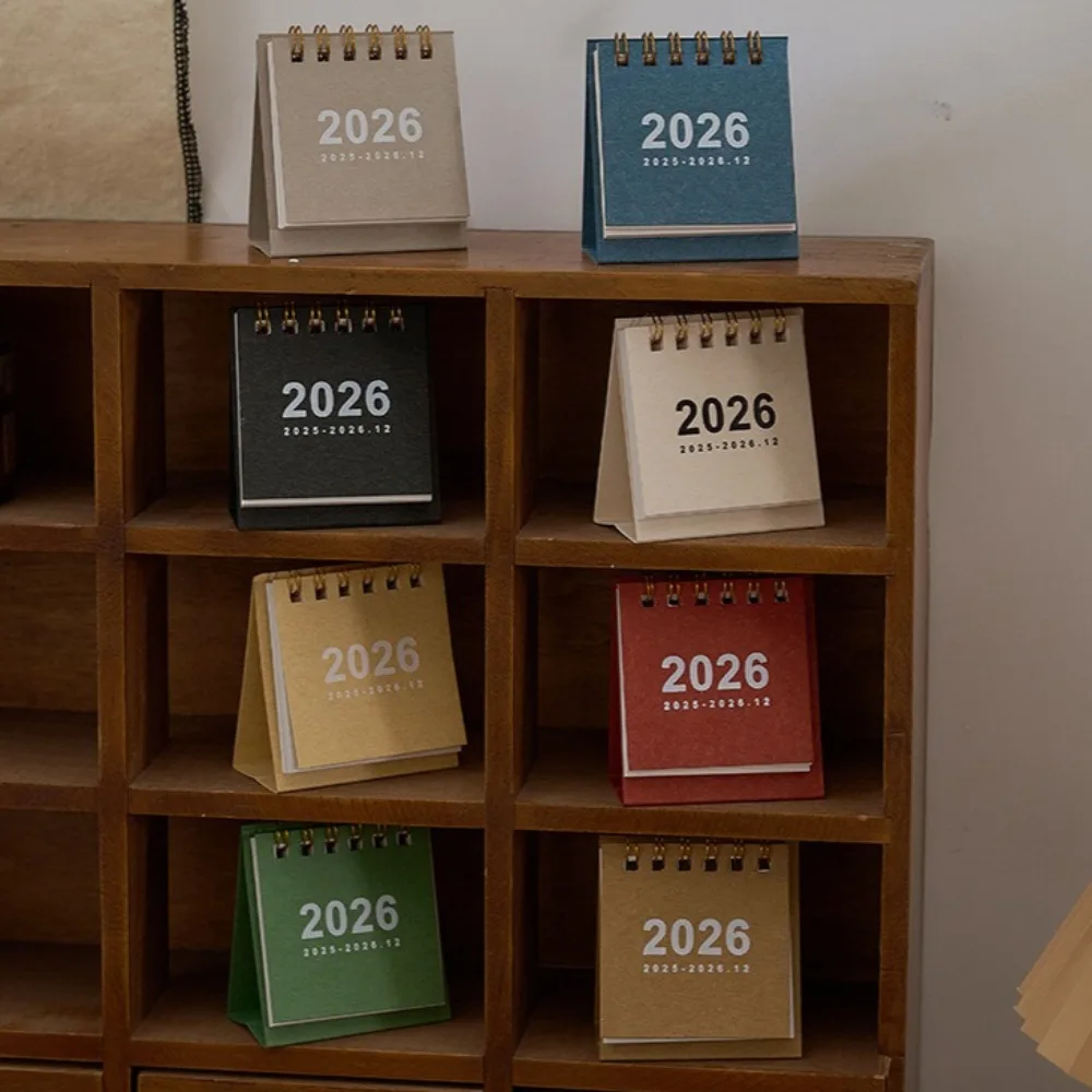 2026 Mini Simple Calendar Desk Calendar Creative Coil Calendar Planner Desktop Decoration Office Stationery Learning Planner