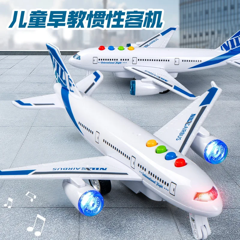 Children's Early Education Music, Lighting, Airplane Model Toy, Bi-Directional Inertial Driving, Singing, Storytelling,XT227