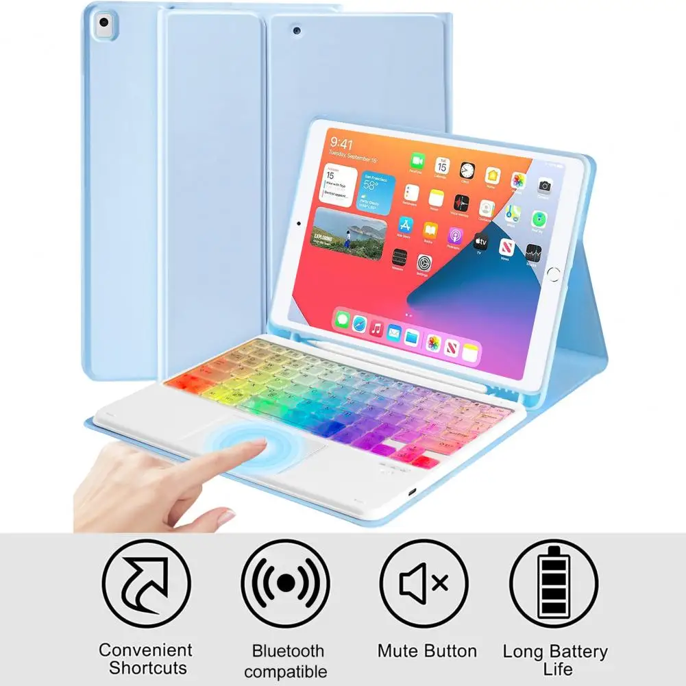 Wireless Bluetooth Tablet Keyboard with Protective Case RGB Light Design Scratch-Resistant Tablet Keyboard for iPad