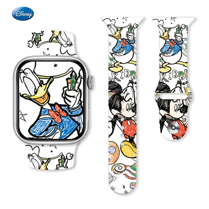 Disney Mickey Mouse Watchband for Apple Iwatch Ultra Band 49mm 45mm 44mm 40mm 41mm 42mm Cartoon Bracelet Series 8 9 7 6 3 5 Se