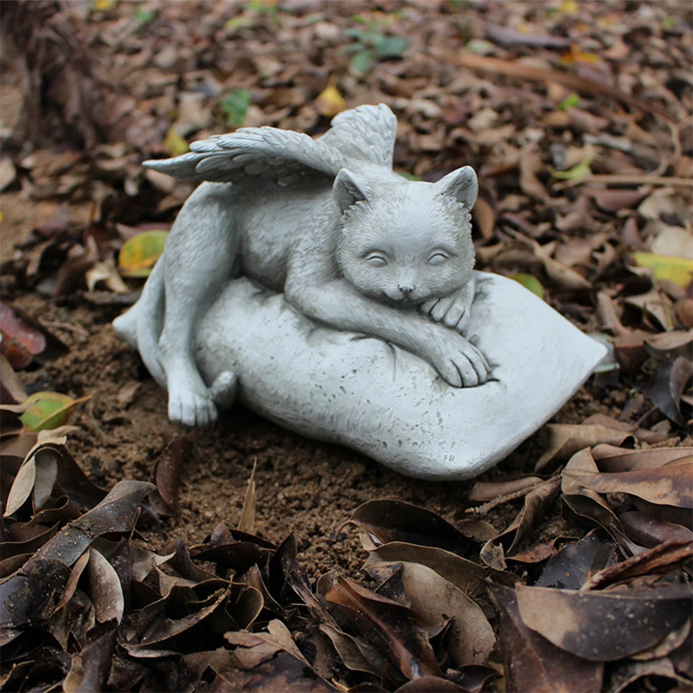 

Cat Dog Angel Tribute Grave Marker Cute Lawn Ornament Figurine Garden Statue Gift Indoor Outdoor Pet Memorial Art Decoration