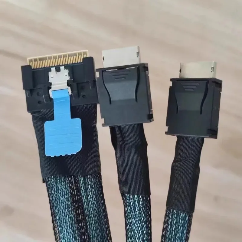 new Slim SAS SFF-8654 8i To 2 Oculink SFF-8611 SAS4.0 Data Cables 84cm