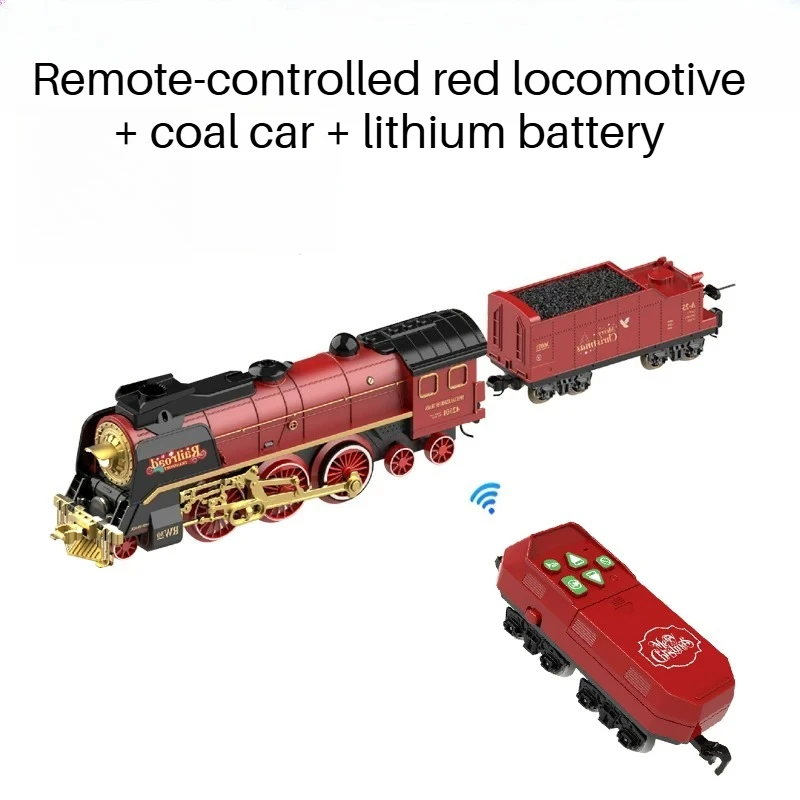 Electric Remote Control Retro Steam Train Track Parts Assembly Kit Locomotive and Carriages Train Toy Railway Train Set Toy Gift