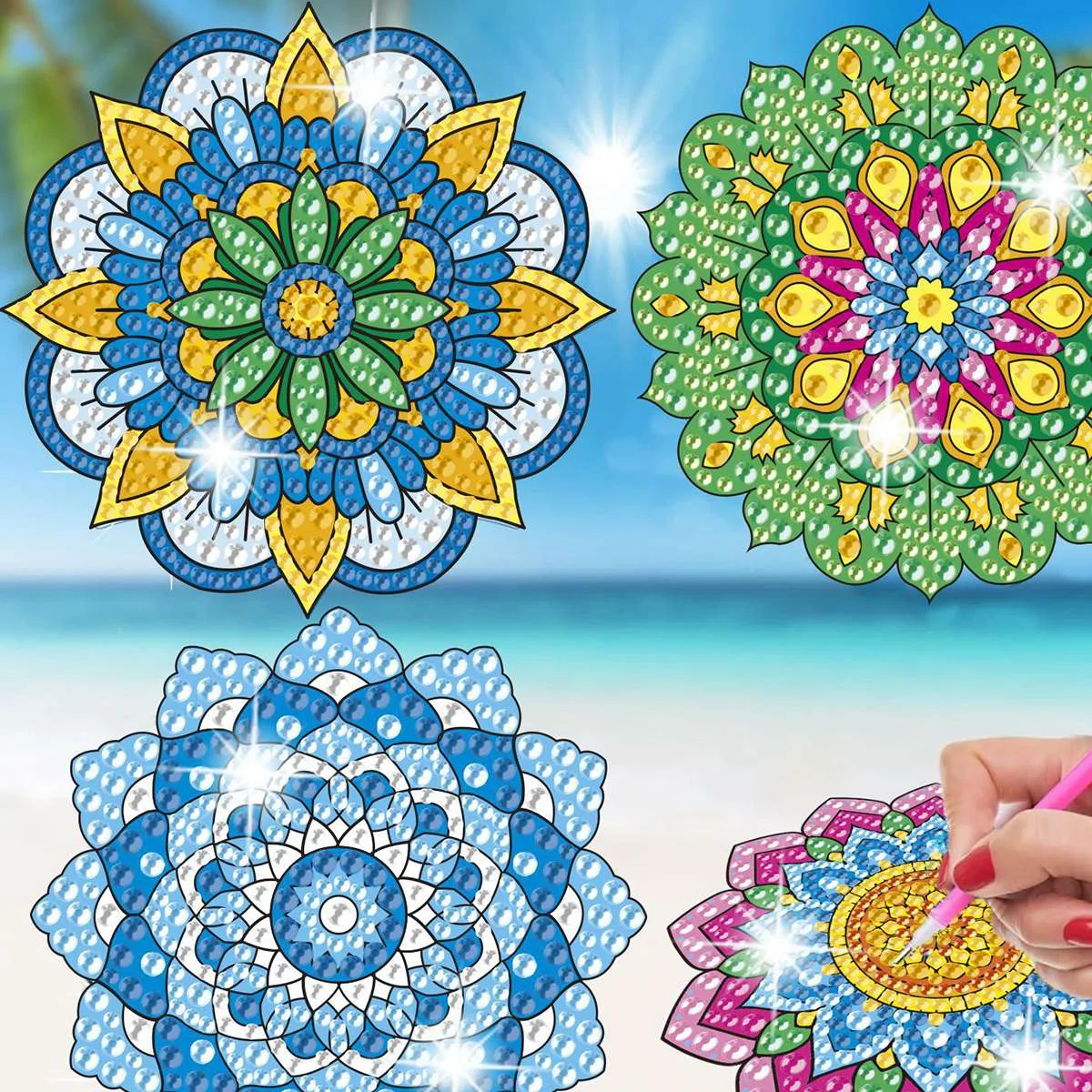 

L74A 6 шт. наборы витражных стекол с мандалой, наклейки на окна, сделай сам, алмазные художественные аксессуары