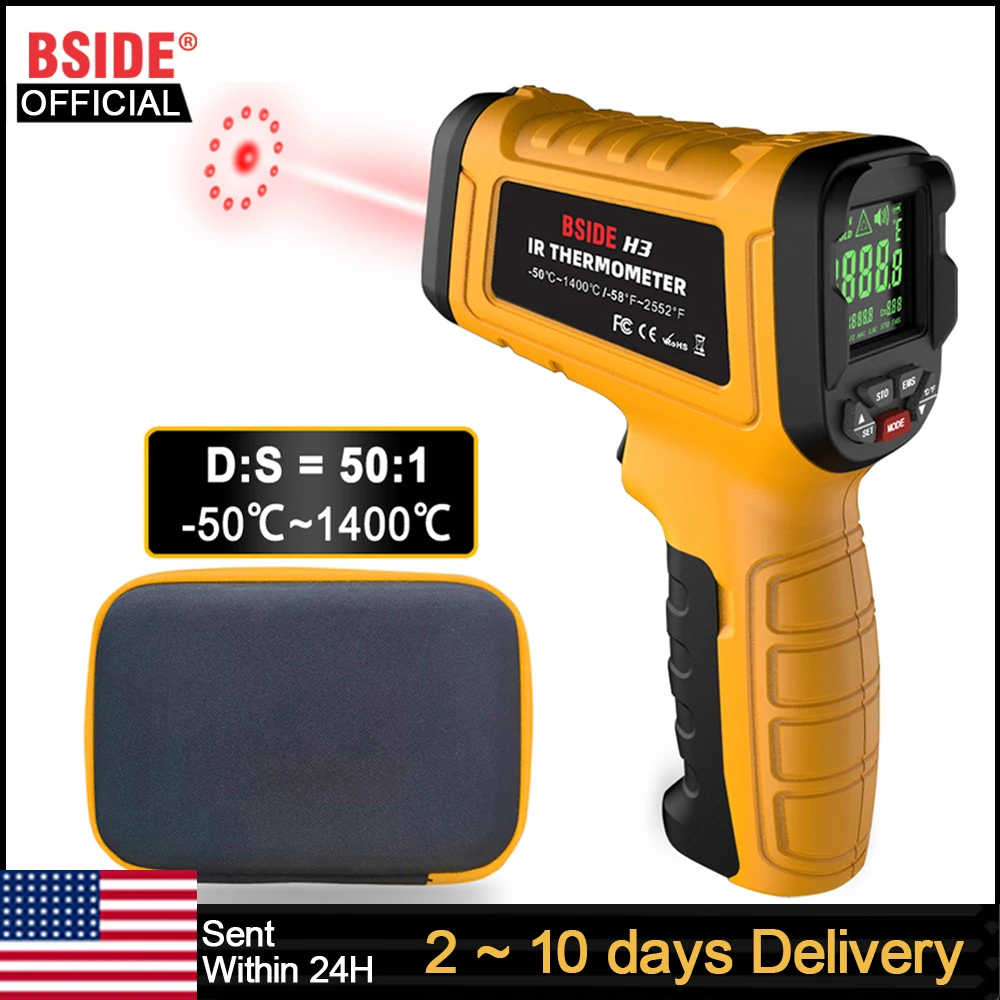 Industrial Laser Temperature Sensor - BSIDE Kızılötesi Termometre Profesyonel 50:1 -50~1400C