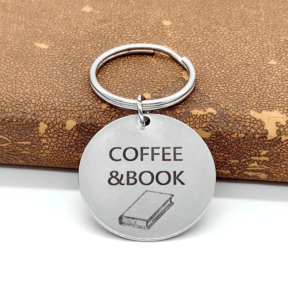 1pc Stainless Steel Coffee Book Keychains For Men Women Appreciation Friendship Jewelry Gifts