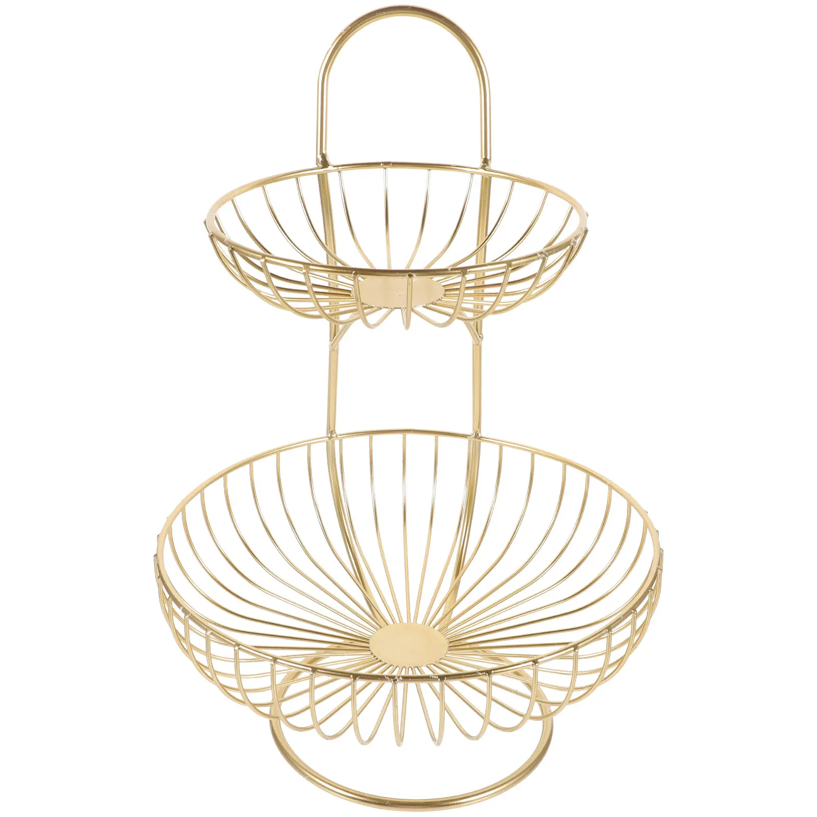 

1pc Iron Art Basket Double Layers Fruit Storage Basket Restaurant Metal Kitchen Organizer Household Supply Multilayer Snacks