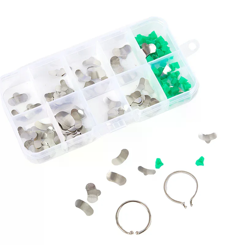 

140Pcs/Box Dental Matrix Sectional Contoured Metal Matrices Bands Dental Matrix Rings Full Teeth Replacement Dentsit Oral Care