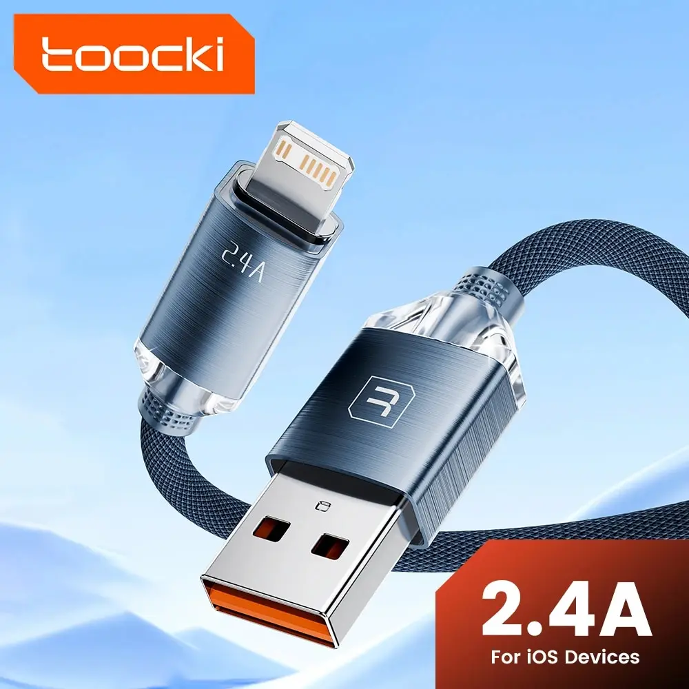 Toocki USB Cable for iPhone 14 13 12 Pro Max 2.4A Fast Charging Lightning Cable Data Wire for iPhone 8 7 6 5 Plus AirPods