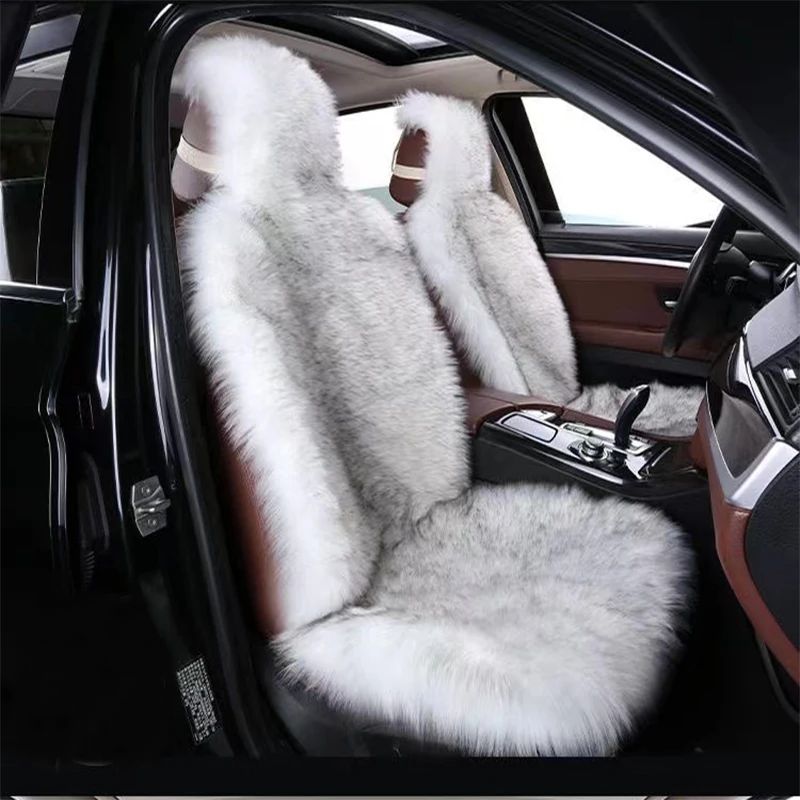 1pcs Extra Large Long Wool Faux Sheepskin Car Seat Covers Thickened Warm Plush Auto Artificial Fur Seat Cushion Fuzzy Unviersal