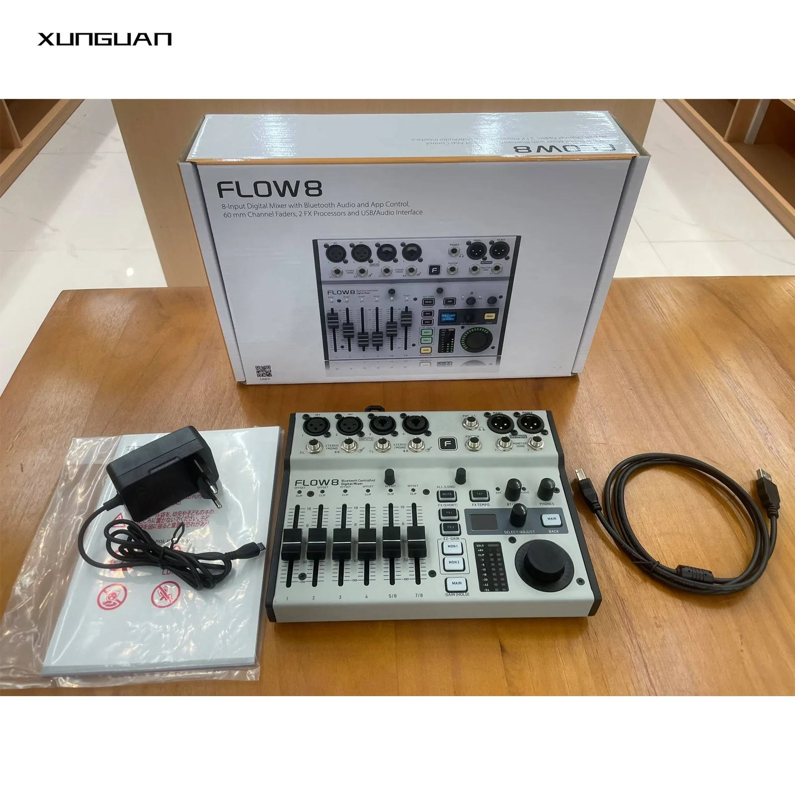 Flow8 Mini Digital Mixer Console 8CH with Blue-tooth Audio and App Control 2 FX Processors and USB/Audio Interface