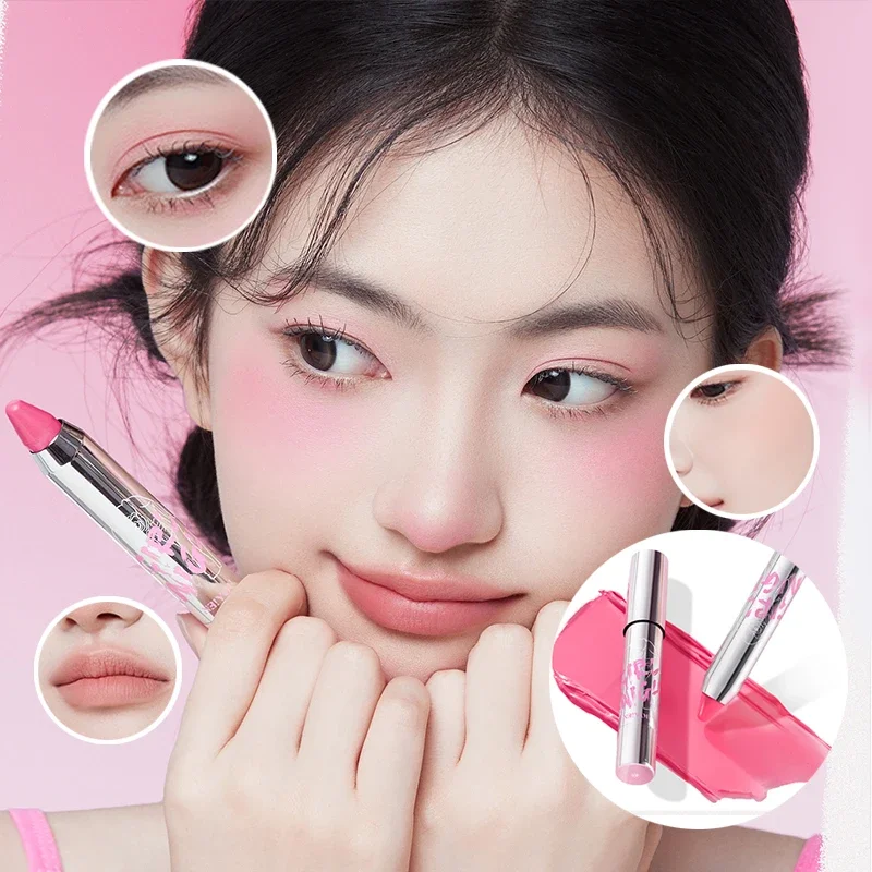 3 em 1 NEIYOU Blush Sombra Vara Expansão Cor Roxo Bochecha Olhos Base Contorno Matiz Maquiagem Rosa Pêssego Rouge Caneta Menina Cosméticos