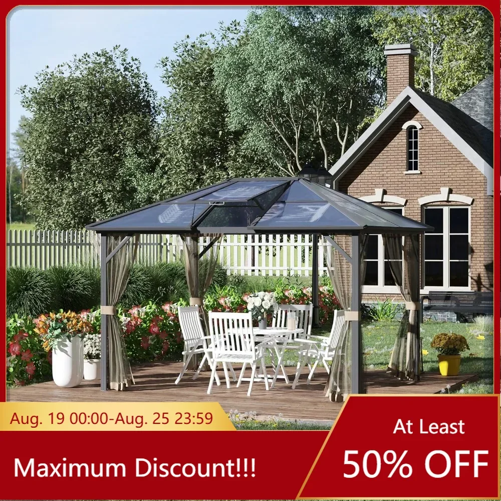 

Hardtop Gazebo Canopy with Polycarbonate Roof,Permanent Pavilion Outdoor Gazebo for Patio,Garden,Backyard,Deck,Lawn