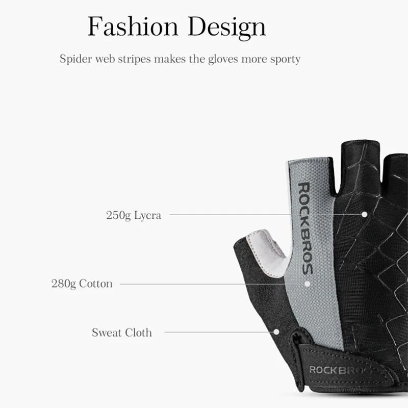 ROCKBROS Cycling Gloves Half Finger Shockproof Breathable Gloves MTB Mountain Bicycle Sports Gloves Men Women Cycling Equipment