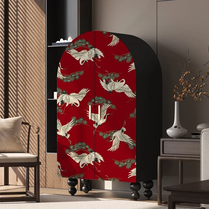 French medieval elegant crane solid wood wardrobe household bedroom hanging wardrobe design custom installation-free