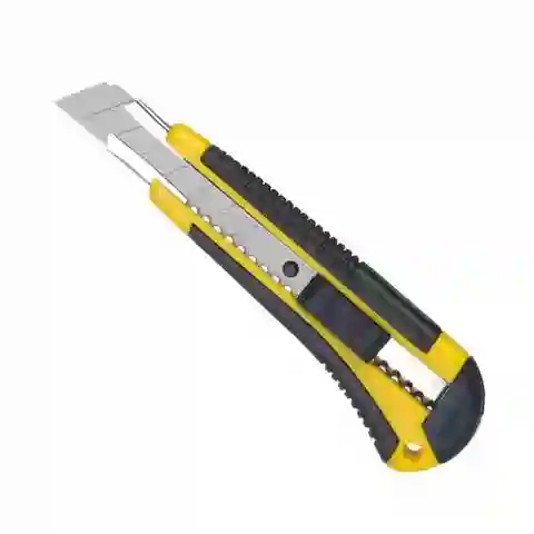 Plastic Utility Knife Stainless Steel Slot 18mm Snap off Blade Retractable Box Cutter Opener RX32144 Trimming Knife Factory Sell