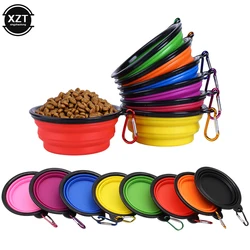 Portable Collapsible Dog Travel Bowl Silicone Pet Dogs Bowls For Traveling Camping Walking Outdoor Feeding Pet Folding Dish Bowl