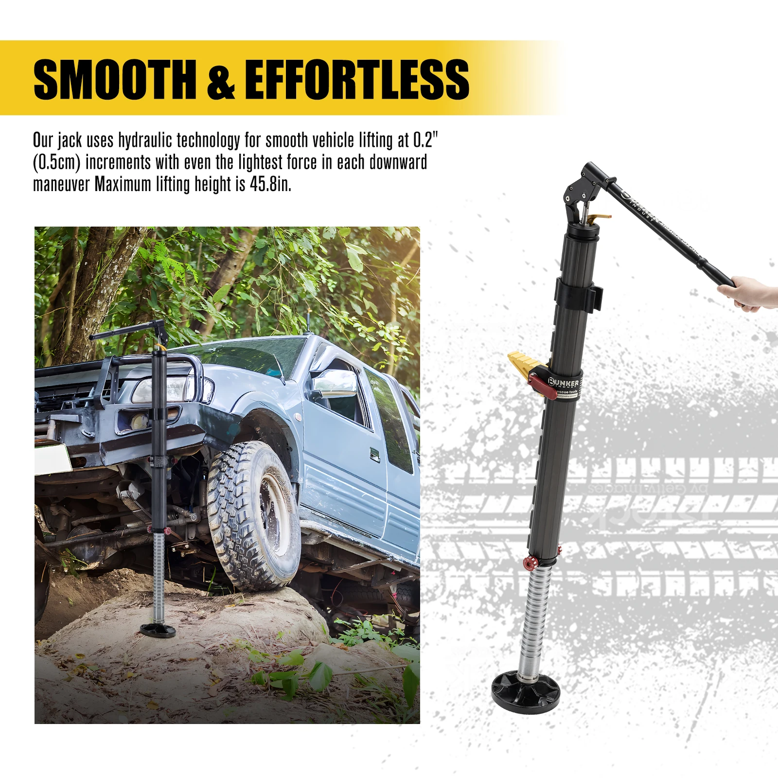 Long Ram Recovery Jacks Hydraulic Farm Jack for 4x4 OffroadINDUST 2 Ton Load Capacity Aluminum Hydraulic Recovery Jack