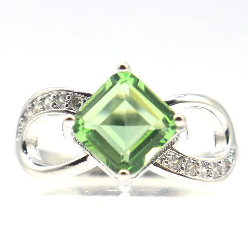 20x9mm Venta caliente Kunzite Londres Topacio Azul Rodolita Granate Verde Tsavorita Granate Blanco CZ Anillo de plata