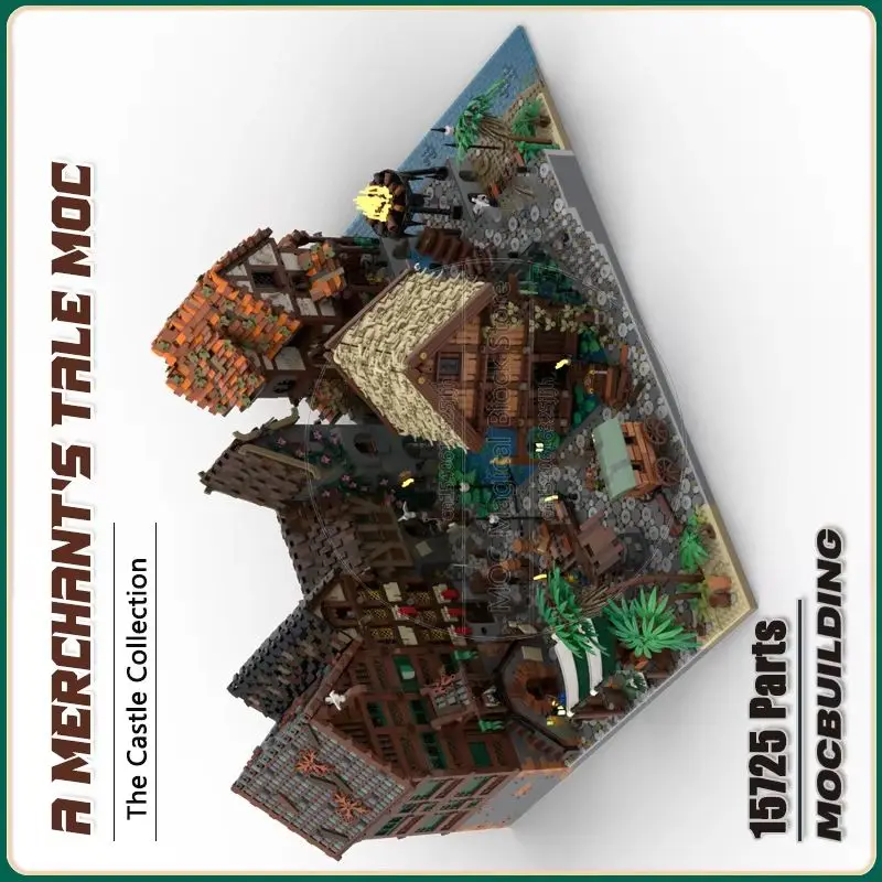 

Port Sauvage Series MOC A Merchant's Tale Building Block Technology Bricks Island Castle DIY Assembly Collection Toys Xmas Gifts