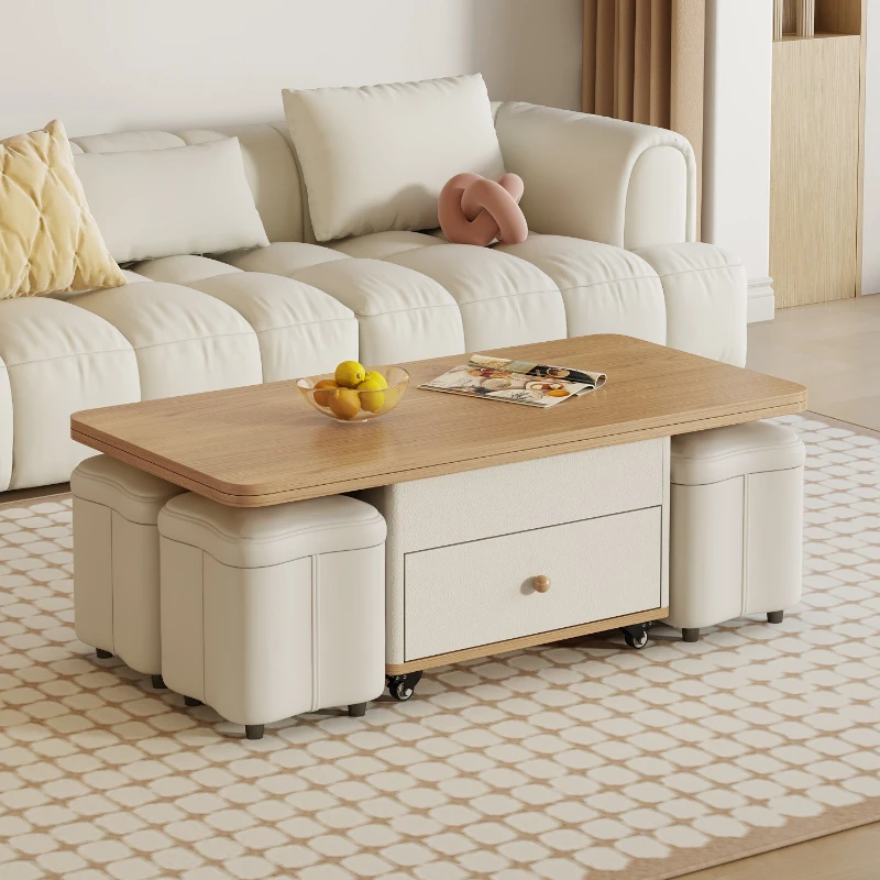 

Cream wind lift coffee table dining dual-purpose living room household portable folding tea small