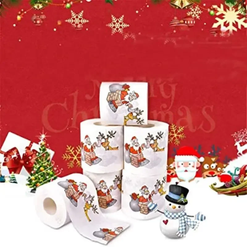 Christmas Pattern Series Roll Paper Christmas Decorations Prints Cute Toilet Paper Christmas Decorations For Home