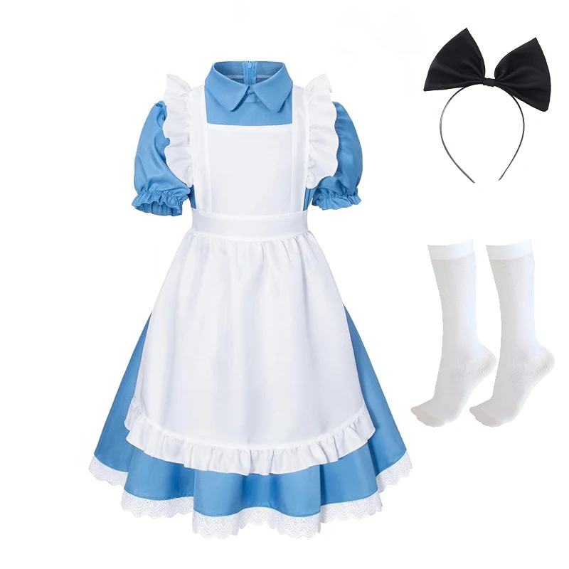 

Purim Alice Princess Costume Wonderland Fairy Tales Characters Book Week Cosplay Carnival HalloweenFancy Party Dress
