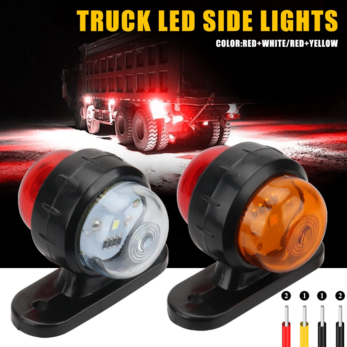 2PCS 24V Truck Tail Lights Outline Marker LED Side Marker Position Lamp Lorry Tractor Clearance Lamps Parking LED Side Light