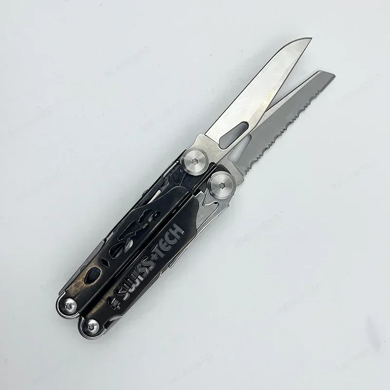 SWISS TECH 37 In 1 Multitool Pliers Folding Multi Tool Scissors Cutter Replaceable Saw Blade EDC Outdoor Camping Equipment