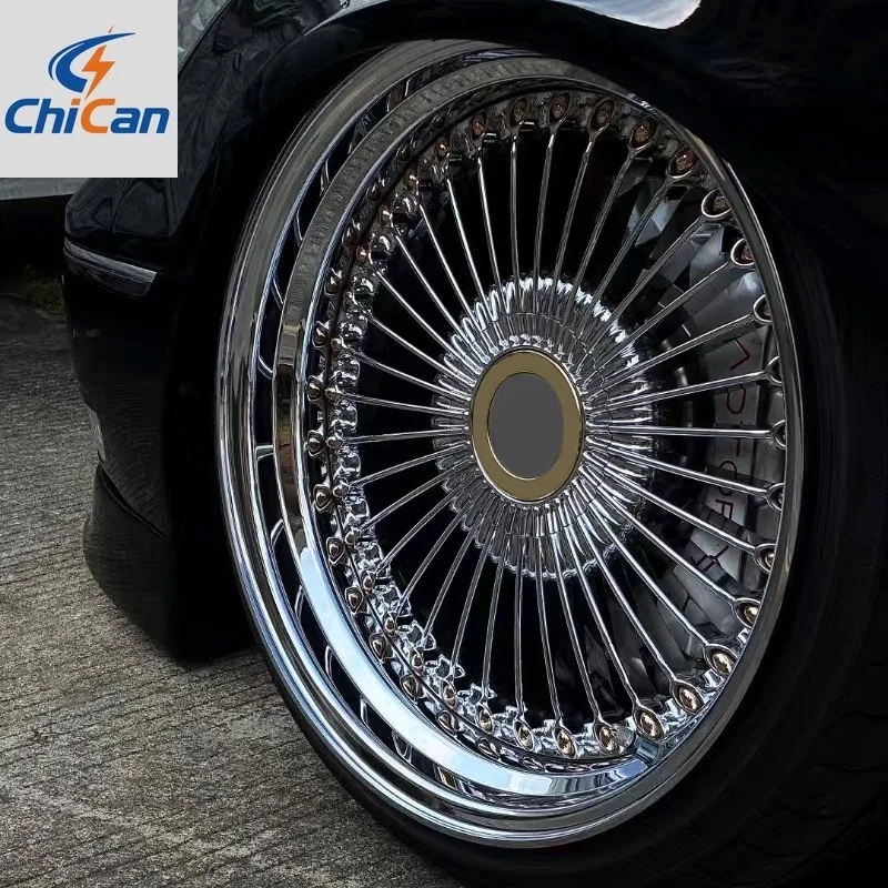 

【2026】Chican Custom Forged 20-24 Inch Wire Wheels 20x8 22x8 24x10 72 100 150 204 Spoke Reverse Cross Straight Silver Chrome Knoc